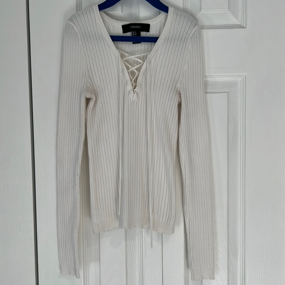 White Cross Long-Sleeve Top